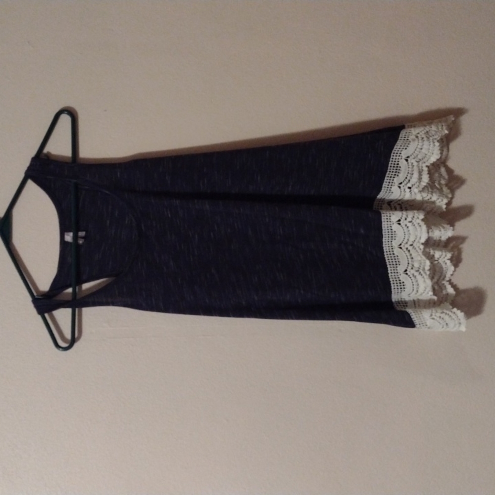 Navy with cream lace tank